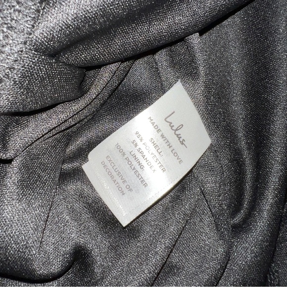 Lulus Strobe Lights Black Satin Rhinestone Fringe Mini Dress NWT - Picture 10 of 14